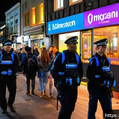 뉴질랜드 범죄율과 안전한 여행 팁 - A vibrant street scene at night in downtown Auckland, New Zealand, showing a diverse group of touris...